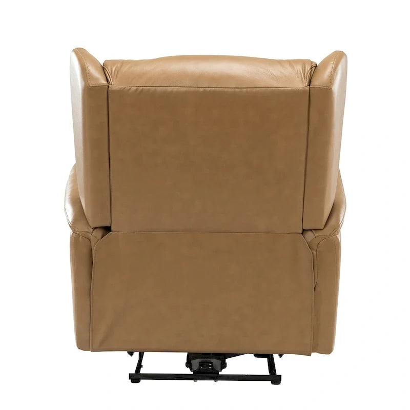 Poltrona reclinabile Eduardo in vera pelle con porta USB, set da 2