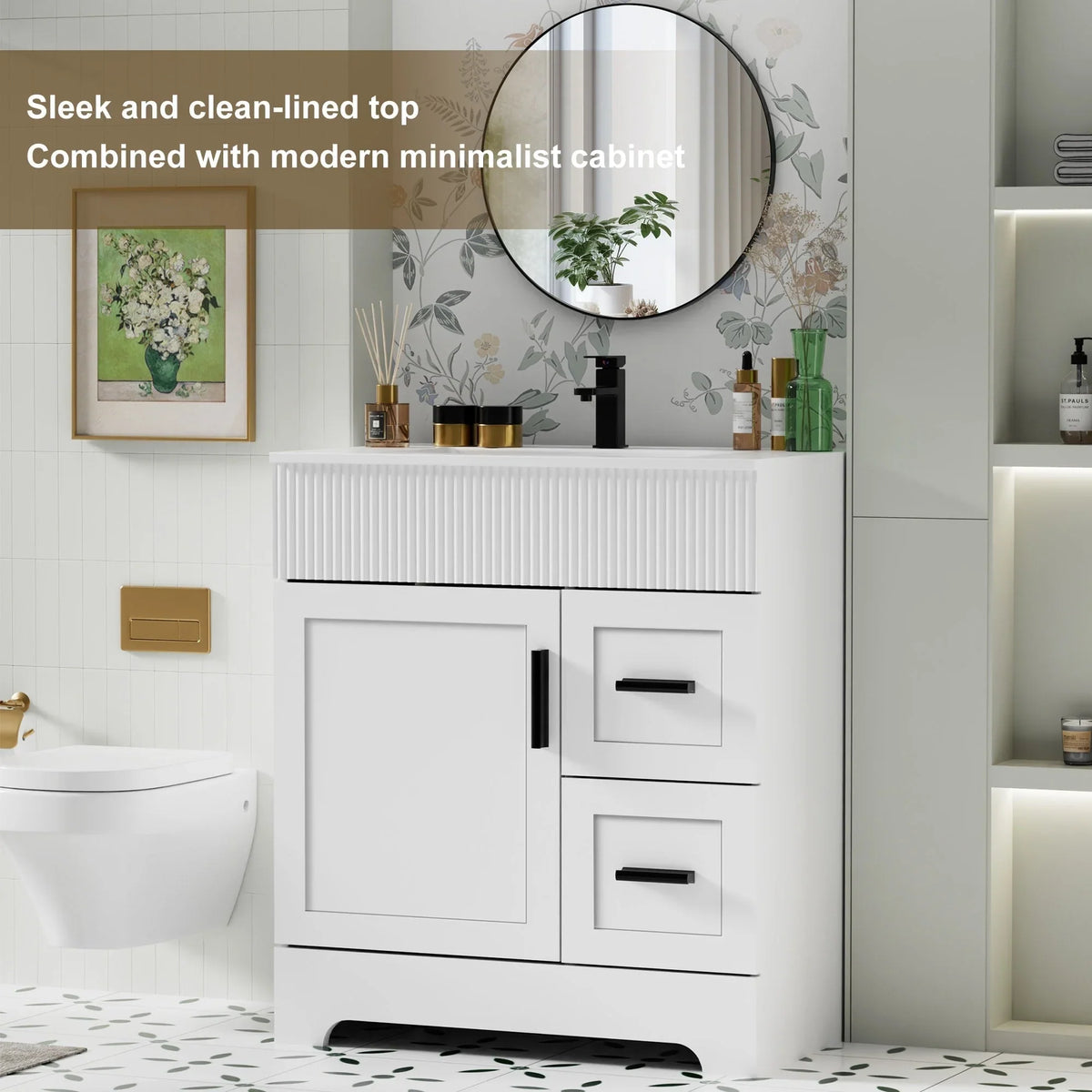 Mobile bagno 30/36/48 Wavy Line con lavabo e rubinetto