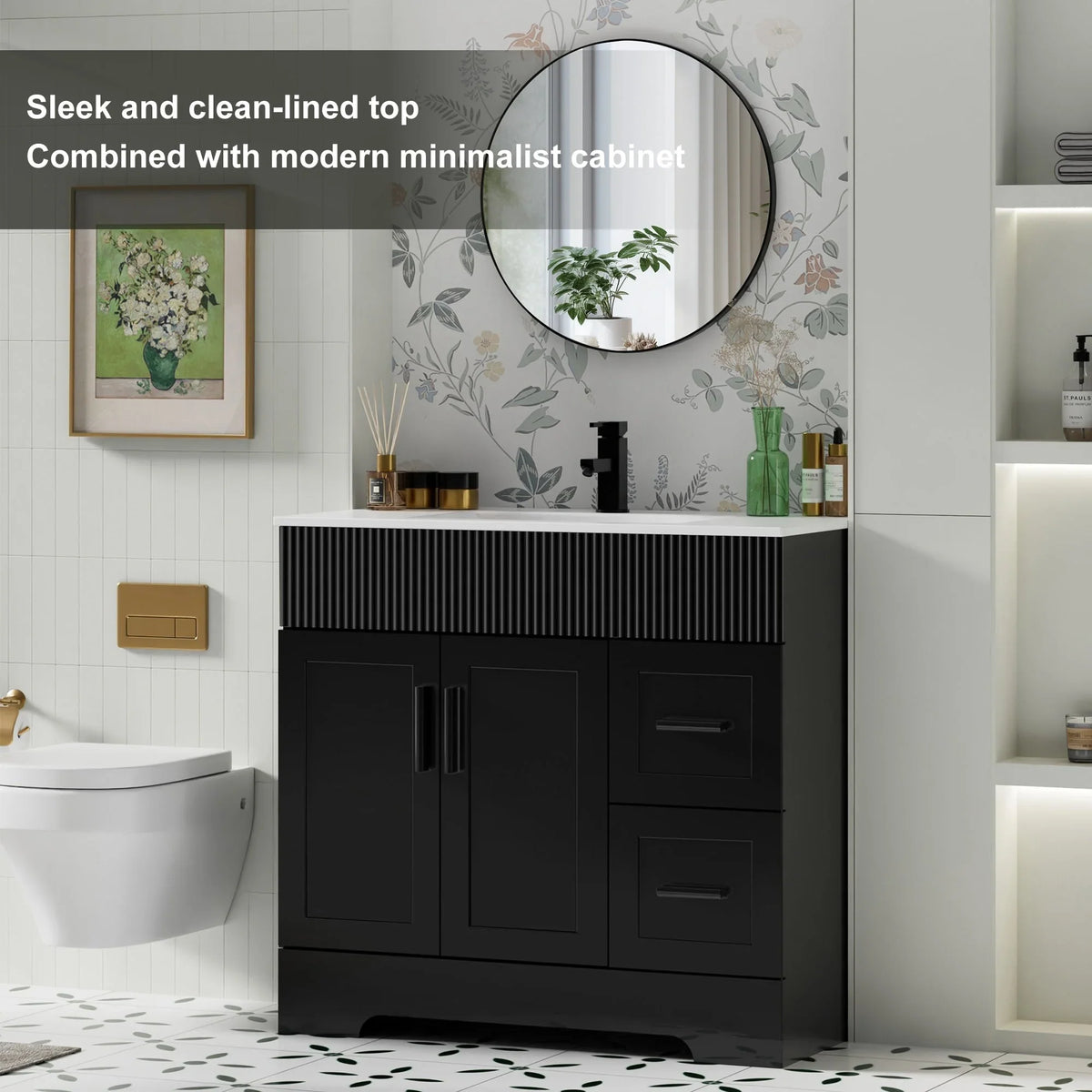 Mobile bagno 30/36/48 Wavy Line con lavabo e rubinetto