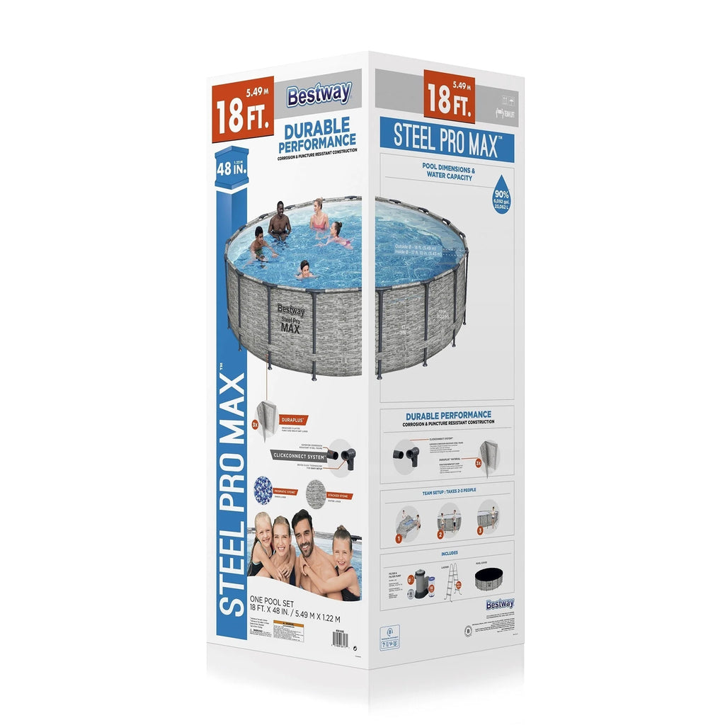 Piscina Fuori Terra Rotonda Bestway Steel Pro MAX con Pompa e Copertura