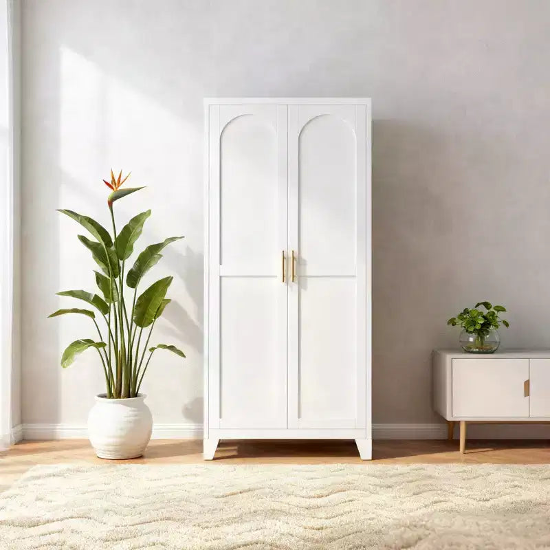 Mobile contenitore Homy Casa a 4 ante con pannelli in canna d'India e ripiani regolabili per soggiorno, sala da pranzo o ingresso, nero e naturale