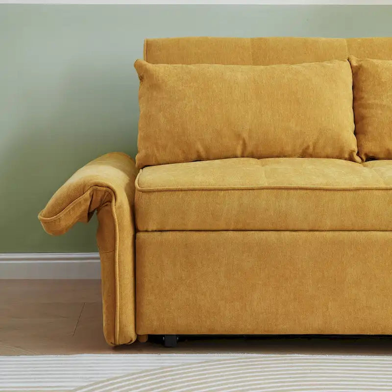 Divano letto estraibile in ciniglia gialla - 39,00 x 53,50 x 31,50