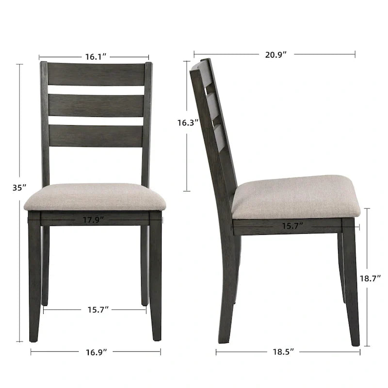 Sedie da pranzo in legno con schienale a doghe, set da 4