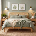 Christopher Knight Home Callahan Letto a piattaforma moderno boho in legno con testiera in rattan