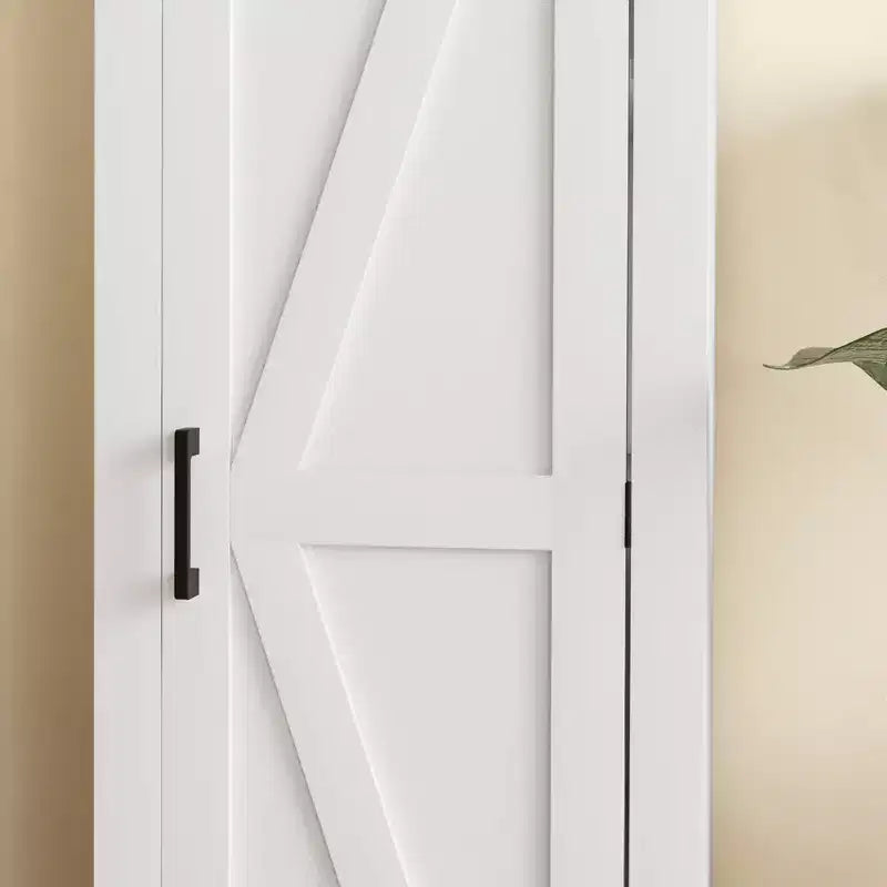 Mobile Contenitore Rustico HOMCOM con Ripiano Regolabile, Credenza ad Anta Unica in Stile Fattoria per Soggiorno, Mobile Dispensa da Terra, Bianco