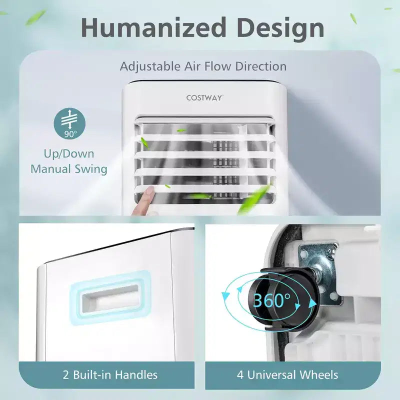 Condizionatore Portatile 3-in-1 Costway 8000 BTU con Ventilatore Deumidificatore e Modalità Notte