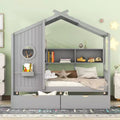 Letto a casetta in legno per bambini, piazza singola/matrimoniale, con 2 cassetti e ripiano portaoggetti - ModernLuxe