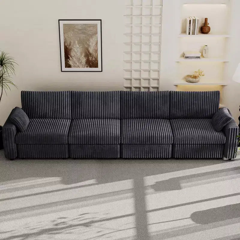 Canapé d'angle modulaire en velours côtelé Dyonery avec housses lavables