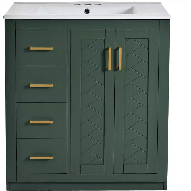 Mobile bagno 30 pollici con lavabo singolo, armadietto e 3 cassetti – Nero / Blu / Verde / Indaco / Bianco