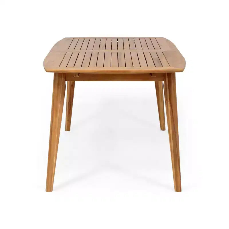 Set da pranzo da esterno allungabile da 7 pezzi con sedie impilabili, tavolo in legno di acacia