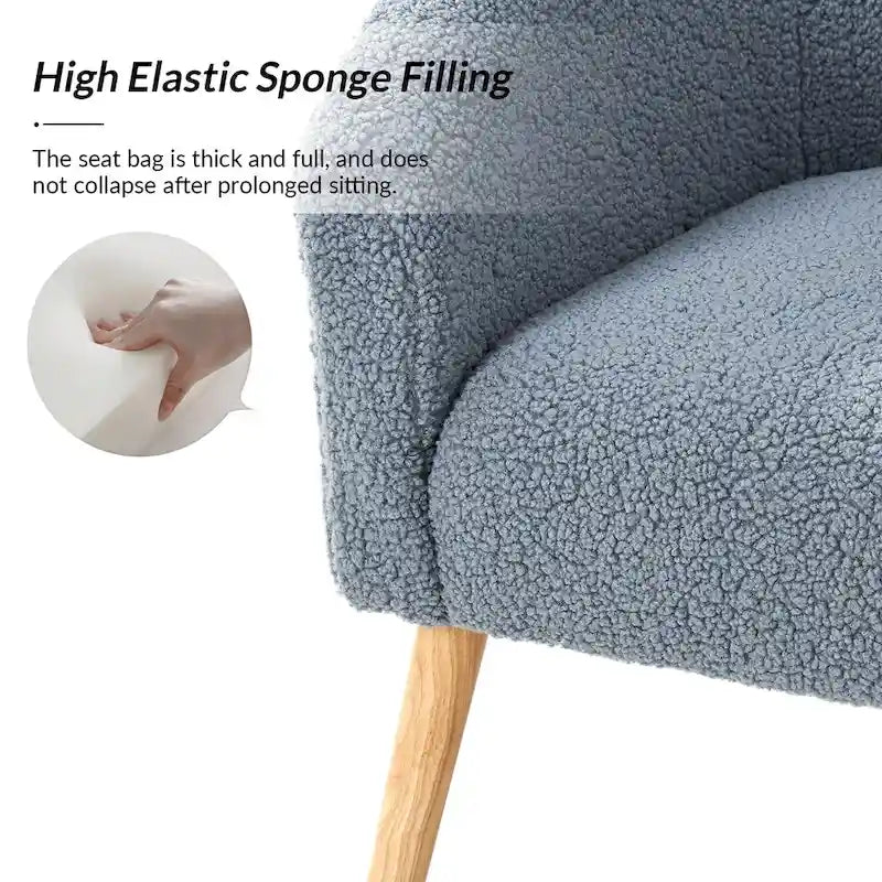 Poltrona Sheila Modern 30 W Boucle con gambe in legno massello, set da 2 di HULALA HOME