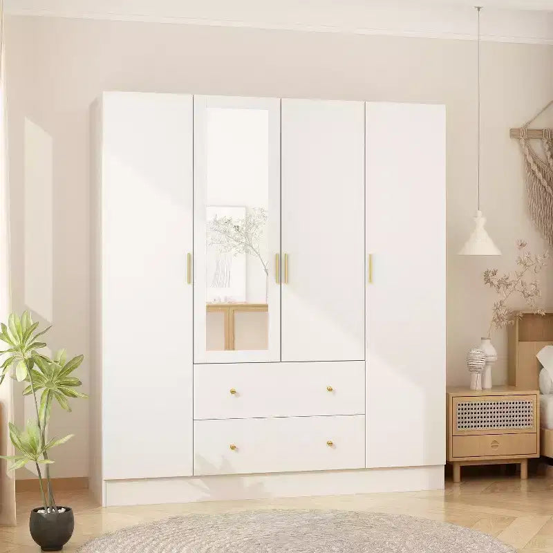 Hitow Armoire 2 grands tiroirs zone de suspension centrale avec miroir Style minimaliste