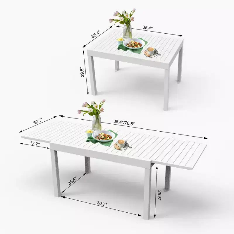 Table à manger extensible Okak en aluminium pour patio, cuisine et salle à manger