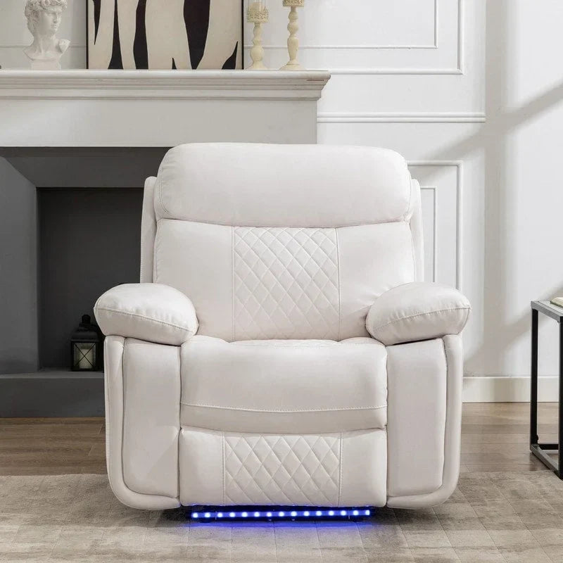 Divano reclinabile elettrico con caricabatterie wireless, luce di lettura, luce LED per soggiorno, similpelle, porta AC/USB, portabicchieri, nero