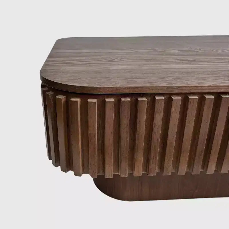 JVNOXK 38.6'' Tavolino da caffè con piano sollevabile e scanalature, con spazio contenitivo, impiallacciatura in legno massello, altezza regolabile, tavolino moderno per soggiorno, camera da letto, noce