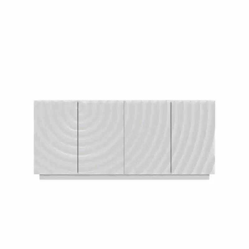 59 Modern Spiral Madia Buffet, Mobile Contenitore a Basso Profilo da Ingresso con Ante a Ondulazione 3D
