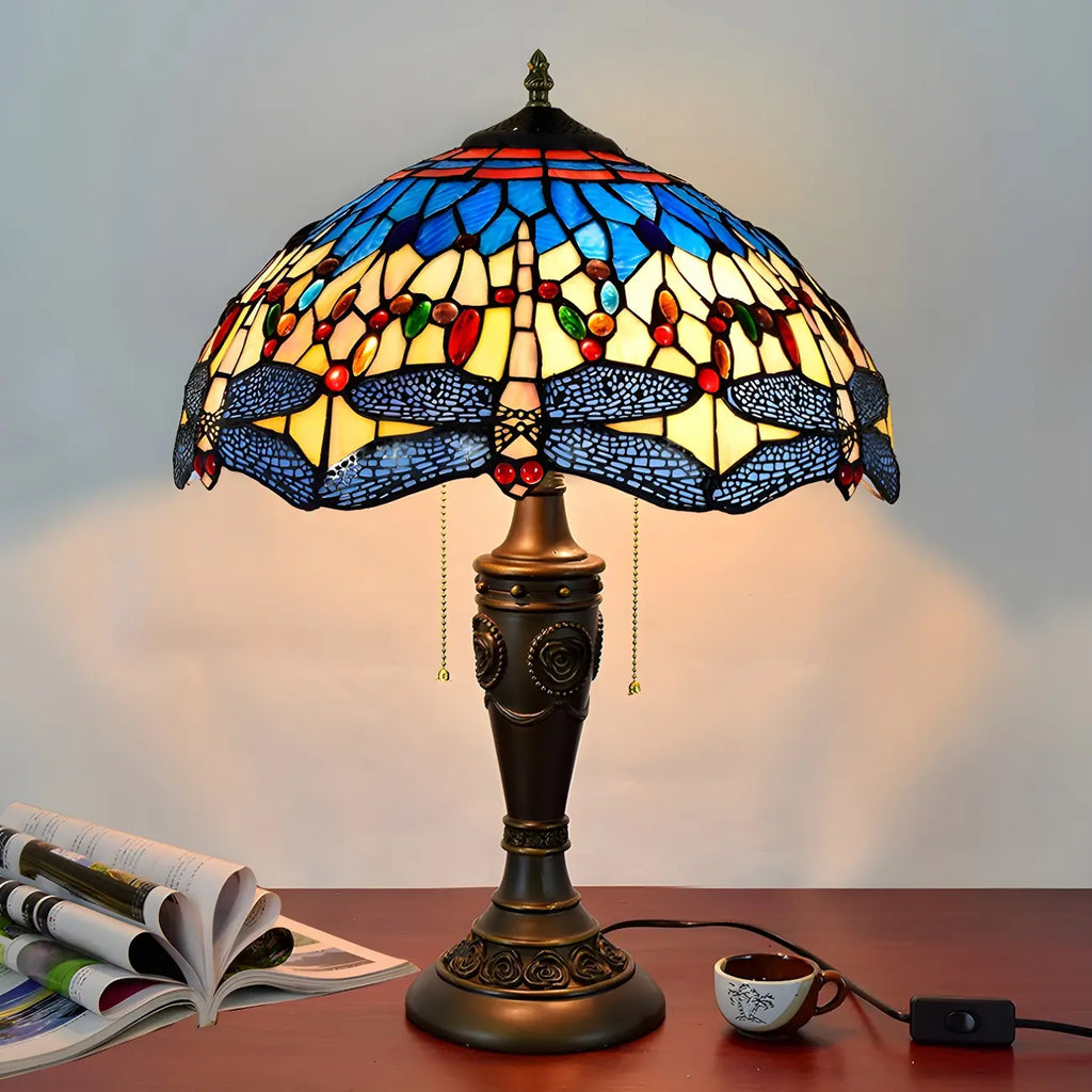 Lampada da tavolo HomeyFad a 2 luci, vintage, con cupola in vetro inossidabile