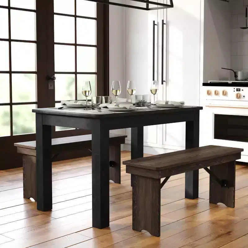 Flash Furniture Tavolo da Pranzo Rettangolare Rustico in Pino Massiccio 46 x 30