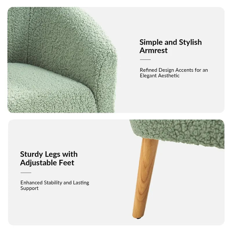 Poltrona Sheila Modern 30 W Boucle con gambe in legno massello, set da 2 di HULALA HOME