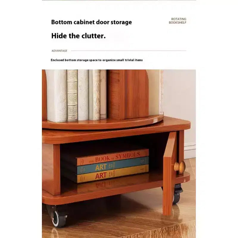 Chic Crate Libreria ad angolo girevole a 360° a 6 livelli con ruote, libreria stretta per piccoli spazi, marrone noce