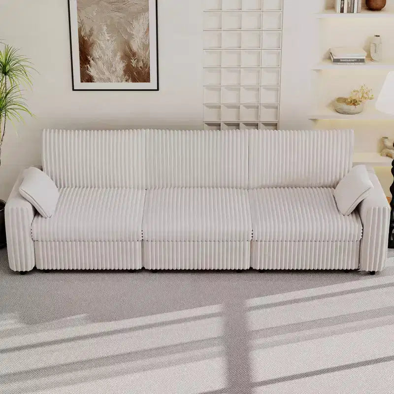 Canapé d'angle modulaire en velours côtelé Dyonery avec housses lavables