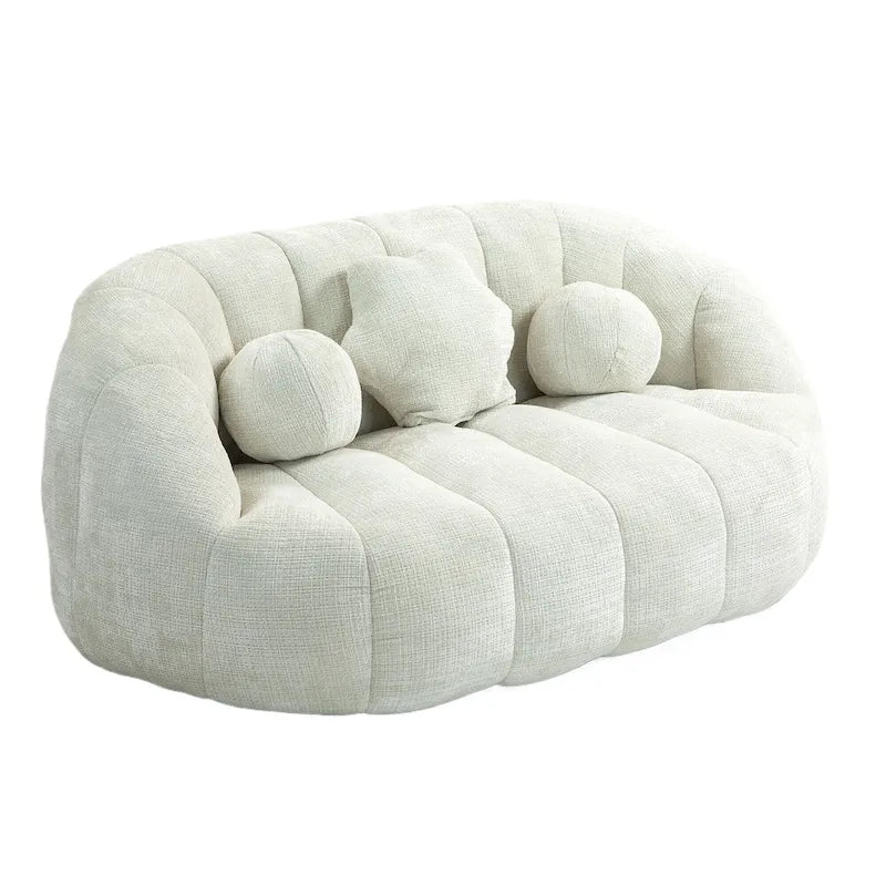 Fauteuil de salon en chenille blanc 63,78 cm avec rembourrage en mousse haute densité