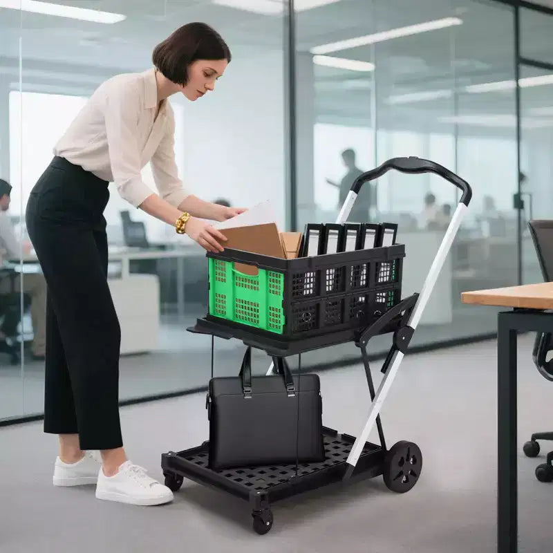 Carrelli della spesa pieghevoli a 2 livelli per la spesa, capacità 90 kg, carrello per la spesa portatile pieghevole con ruote e cassa rimovibile per centro commerciale, blu