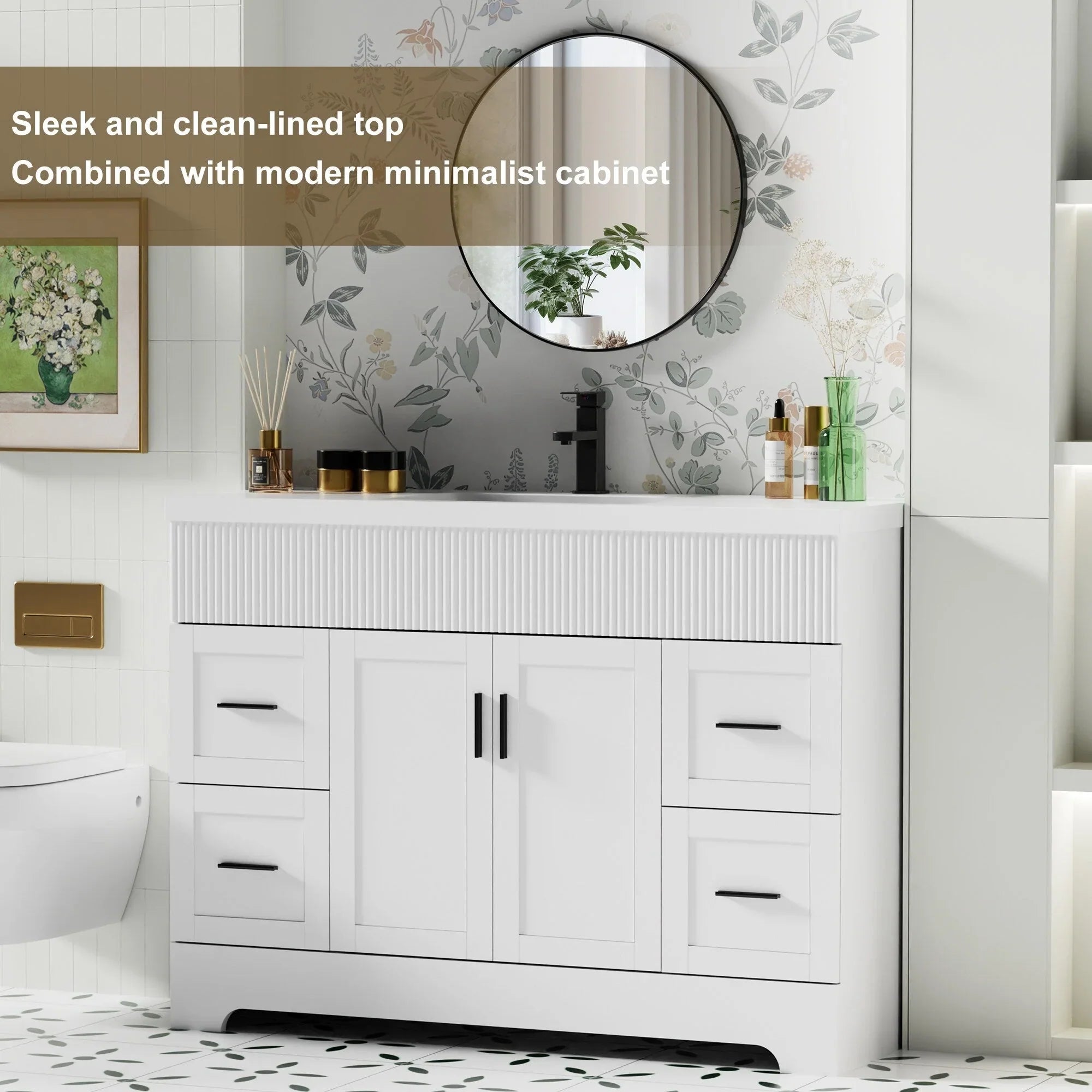 Mobile bagno 30/36/48 Wavy Line con lavabo e rubinetto