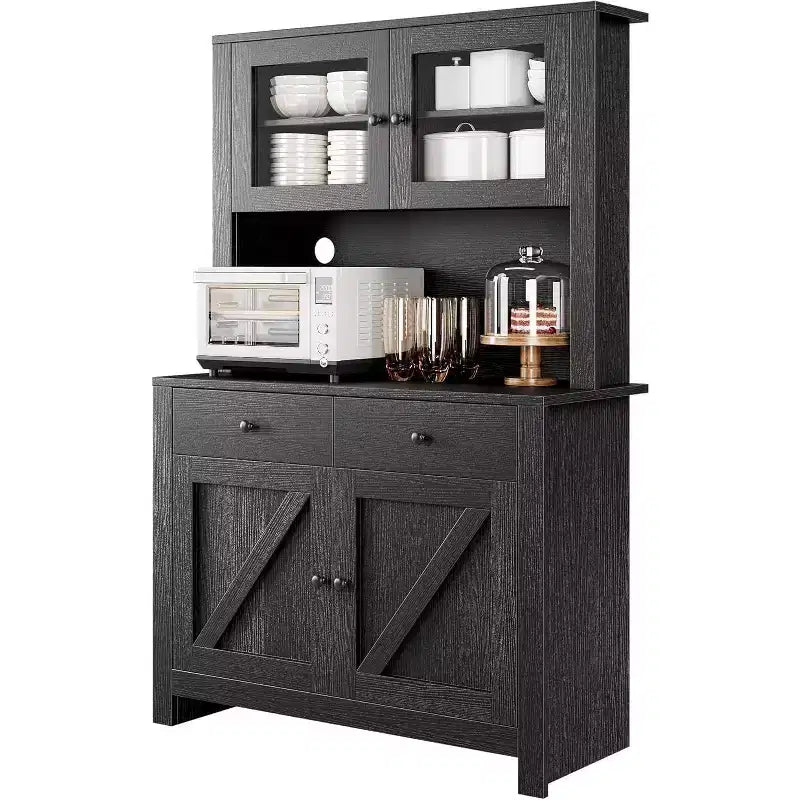 Mobile Dispensa da Cucina con Supporto per Microonde, Credenza con Mobile Buffet e Ripiani Regolabili, per Cucina, Sala da Pranzo