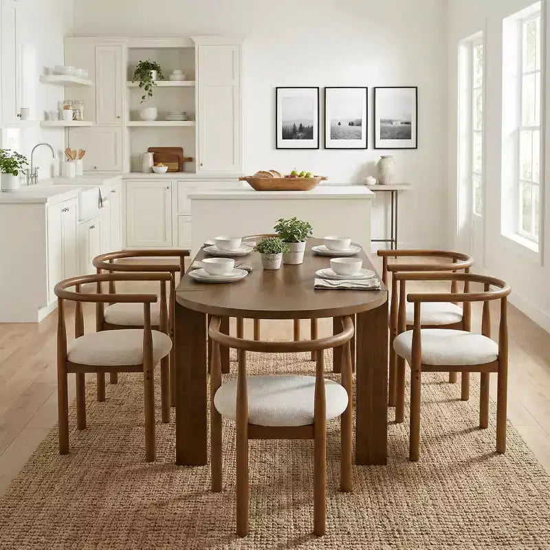 Set da pranzo ovale da 7 pezzi, set da pranzo per 6, set da tavolo da cucina grande da 71'' con 6 sedie da pranzo imbottite, noce - Christopher Knight Home