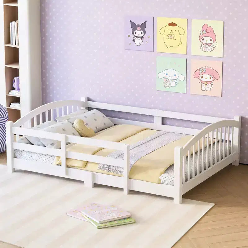 Luxystar Letto Montessori Matrimoniale a Profilo Basso con Sponde di Sicurezza e Testiera