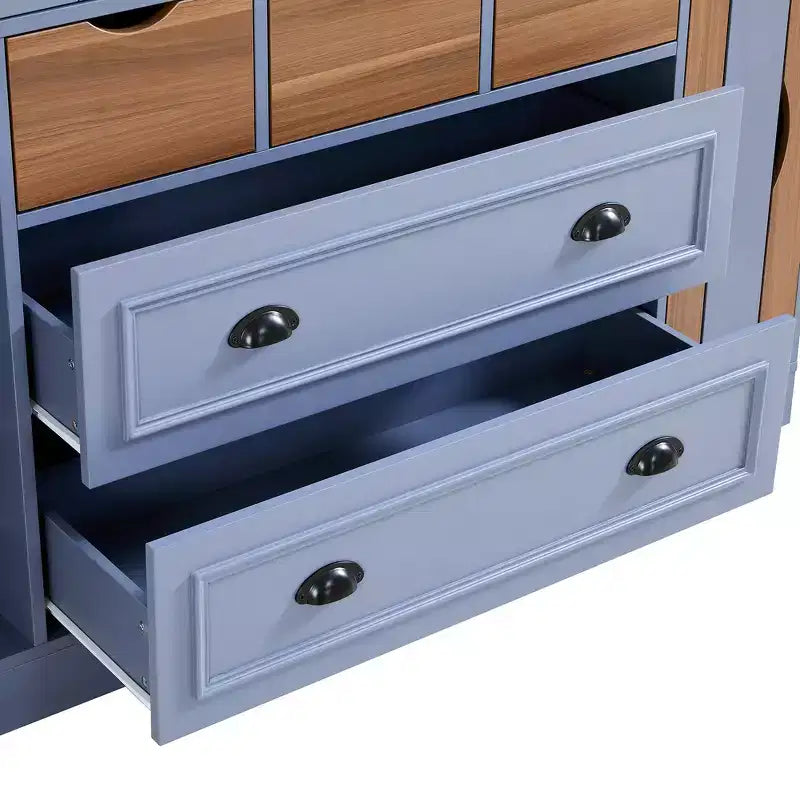 Whisen Armadio Dispensa per Cucina Autoportante Alto 180 cm, Grande Credenza Contenitore per Sala da Pranzo con 4 Ante Pieghevoli, Ripiani, Portabottiglie