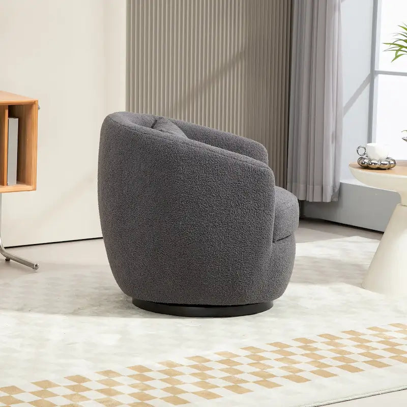 Poltrona Girevole Imbottita a Botte con Contenitore, Sedia Moderna da Salotto per Camera da Letto/Ufficio/Zone Lettura