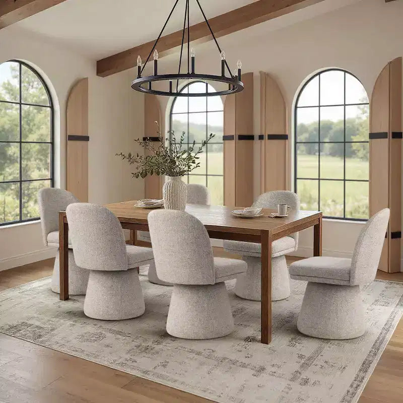 Set di 6 sedie da pranzo moderne senza braccioli girevoli a 360° con base a piedistallo, eleganti sedie d'accento per cucina, sala da pranzo o ufficio-Panipeachy
