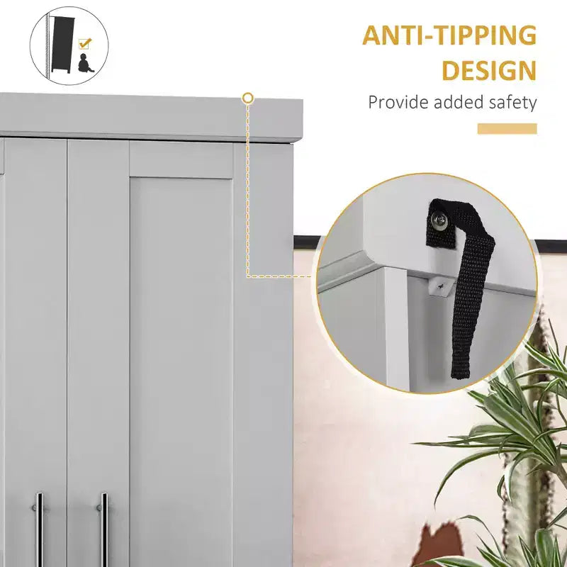 Dispensa da Cucina Moderna, Mobile Autoportante con Ante e Cassetti, Ripiani Regolabili
