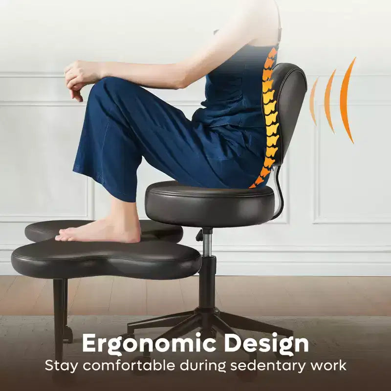 Pinmoco Sedia da ufficio ergonomica Criss Cross, sedia da meditazione regolabile in altezza, girevole a 360°, supporto lombare, sedia da lavoro e da ufficio, sedia ADHD