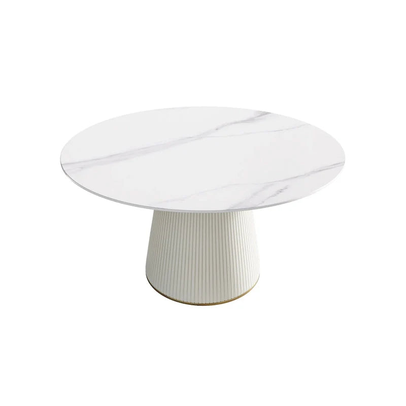 Tavolo da pranzo rotondo da 53" per 6 persone con piano in pietra sinterizzata e Lazy Susan