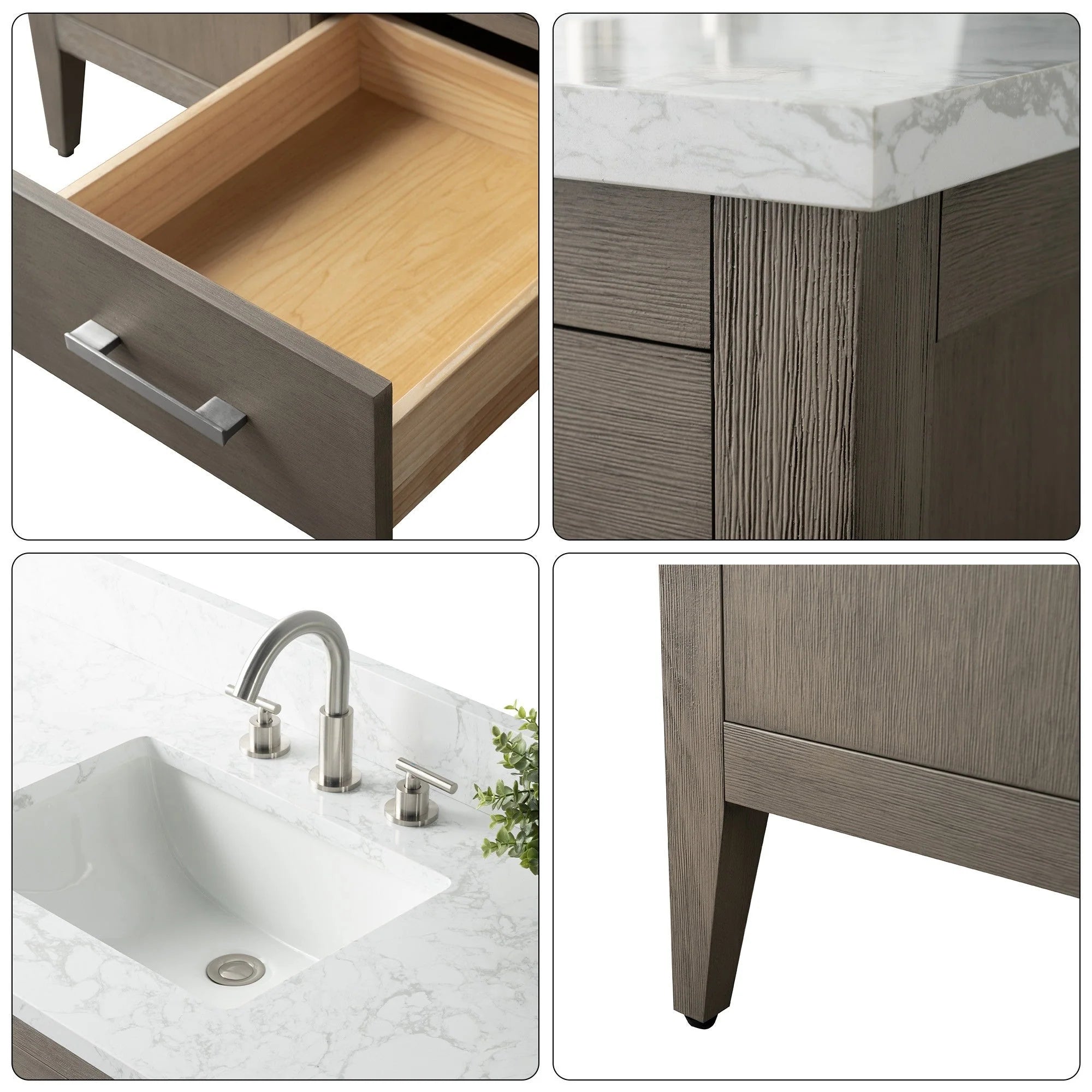 Mobile lavabo doppio Vanity Art 72 per bagno con piano in marmo composito