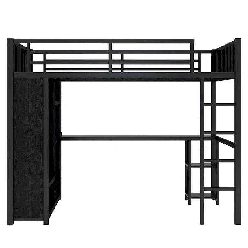 Struttura letto a soppalco full XL con armadio integrato
