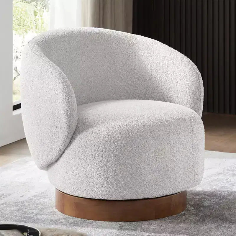 Fauteuil d'appoint pivotant Spruce&Spring en tissu avec base en bois