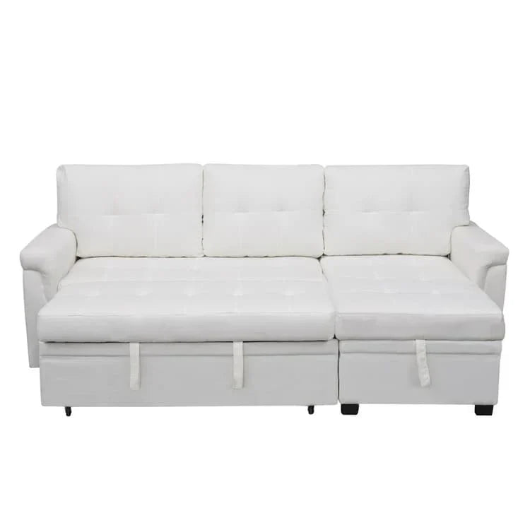 Divano componibile convertibile reversibile con letto estraibile, chaise longue con contenitore nascosto e gambe durevoli