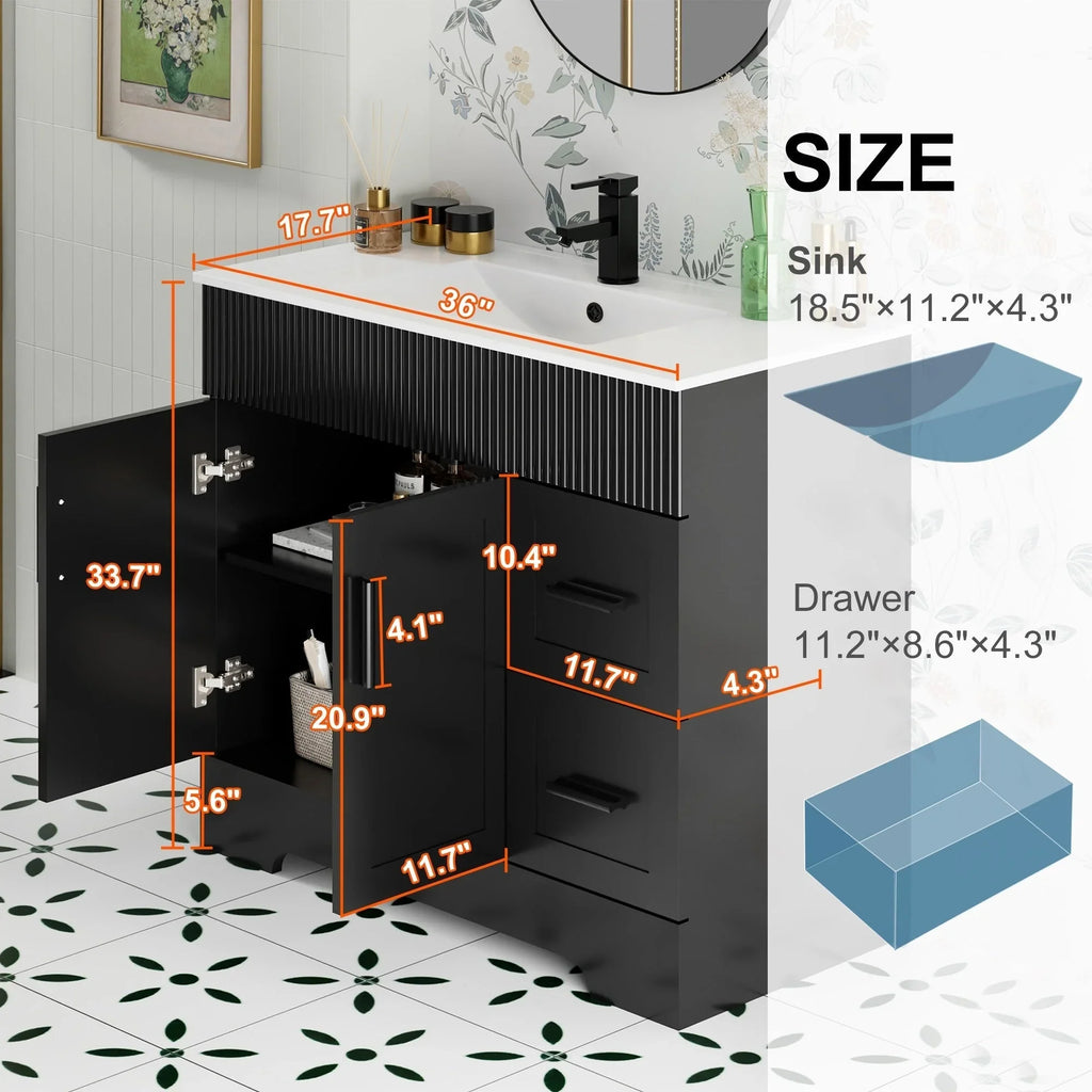 Mobile bagno 30/36/48 Wavy Line con lavabo e rubinetto