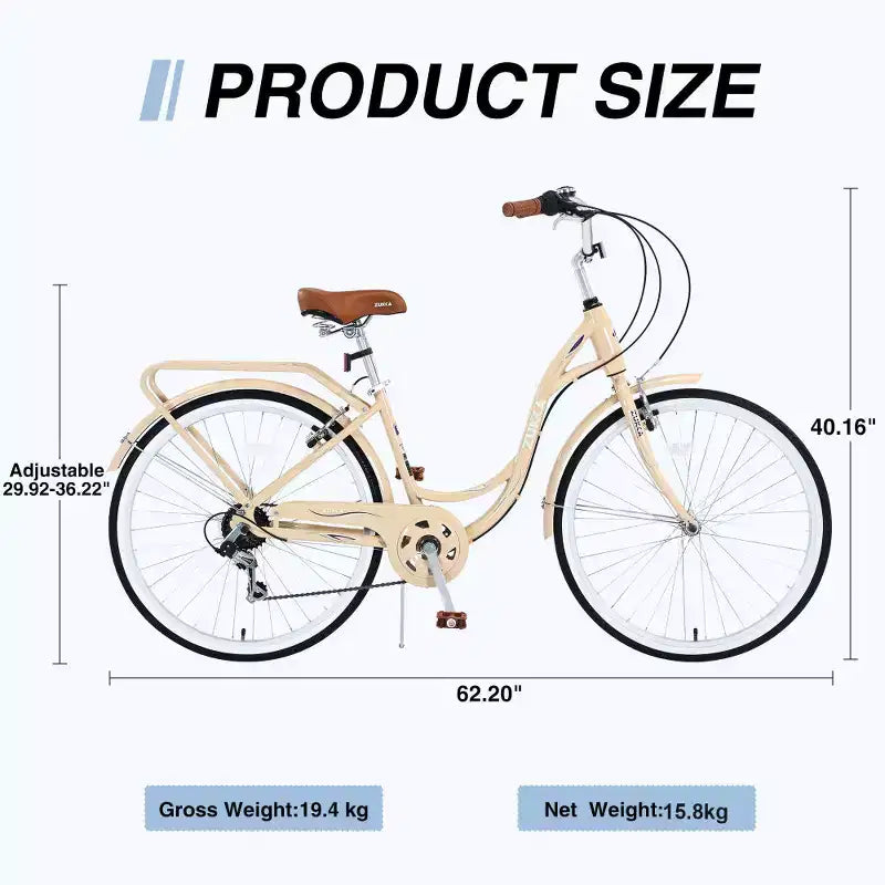 Bicicletta da donna Zeus & Ruta 24 pollici con 7 velocità e telaio in acciaio