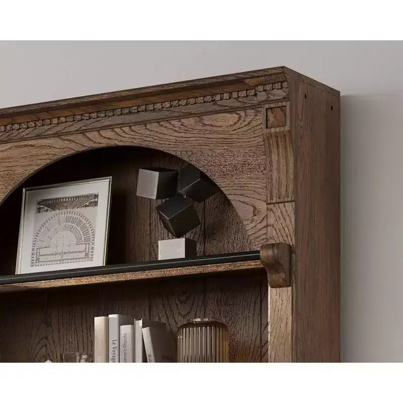 Libreria Alta Tradizionale 94" in Legno con Contenitore, Collezione Stratton Marrone - Martin Furniture