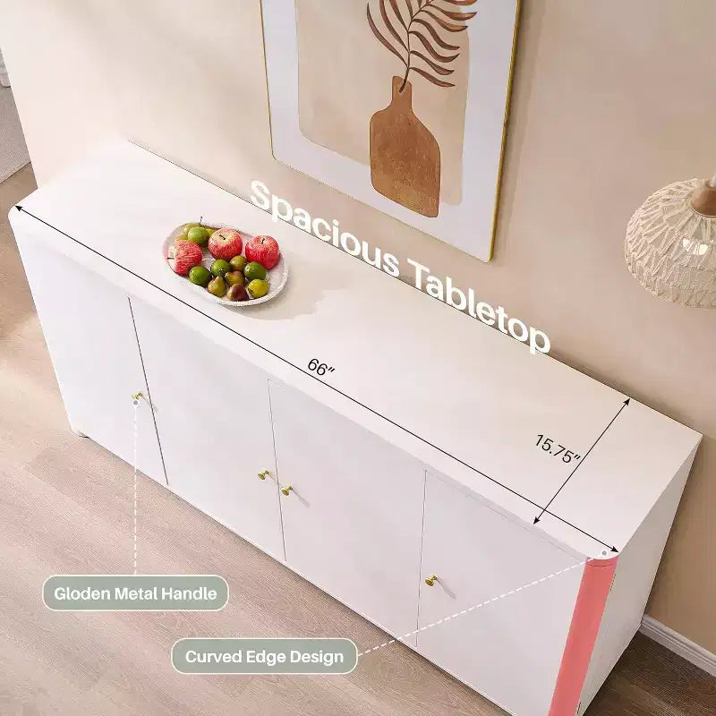 Credenza a Buffet da Cucina con 4 Ante e Ripiani, Credenza Moderna Grande, Mobile Contenitore per Bar Caffè da 66 Pollici