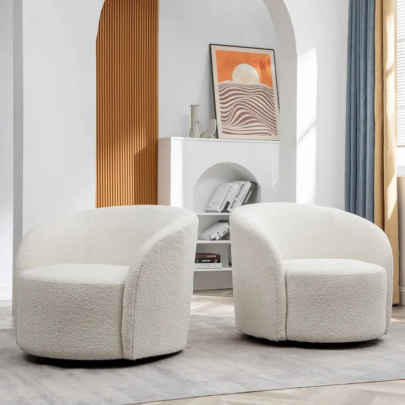 Poltrona girevole a barilotto imbottita KINWELL da 34 pollici (Set di 2)