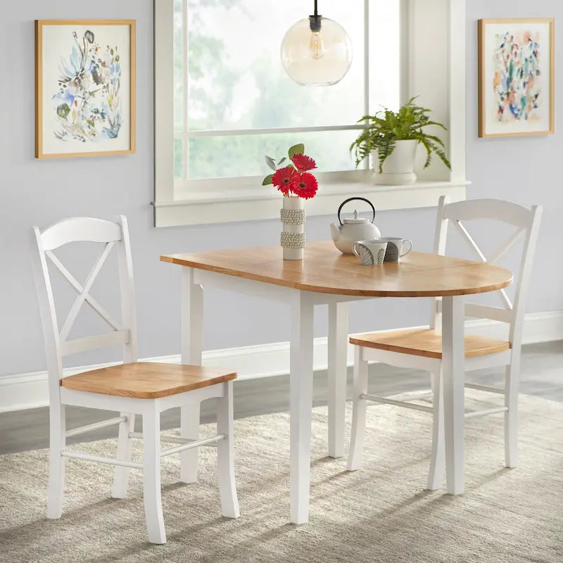 Set da pranzo di 3 pezzi con tavolino allungabile Simple Living Country Cottage