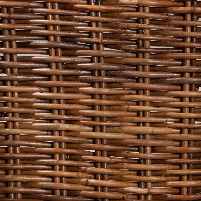 bali & pari Mario Set di 2 sedie da pranzo in legno di teak con finitura marrone naturale e rattan, stile bohémien moderno