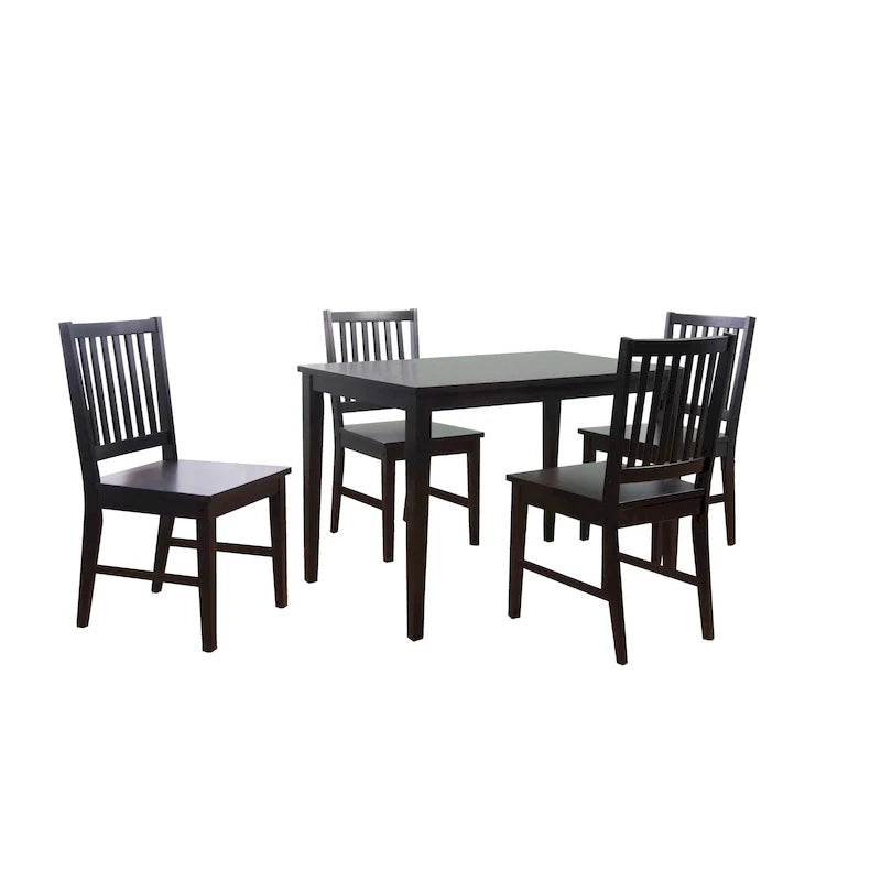 Set di 4 sedie da pranzo con schienale a doghe in legno massello, struttura robusta, design classico, facile montaggio