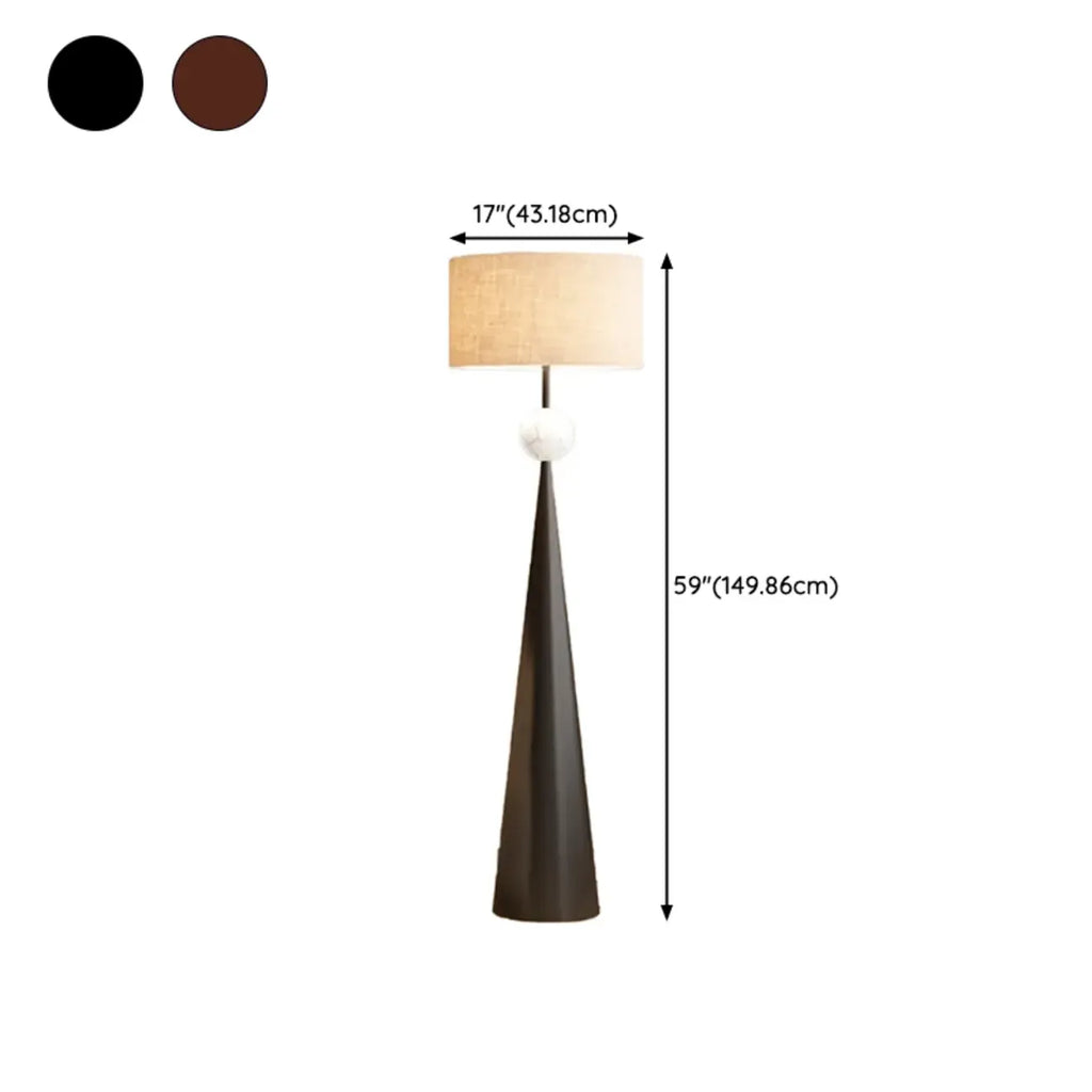 Lampadaire conique contemporain en métal avec abat-jour en tissu